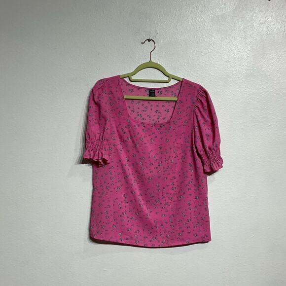 Shein Pink Floral Blouse Sz 4 - Picture 1 of 8
